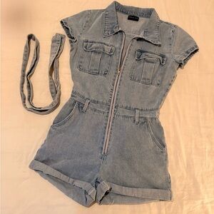 White Fox Denim Short Sleeve Romper Playsuit